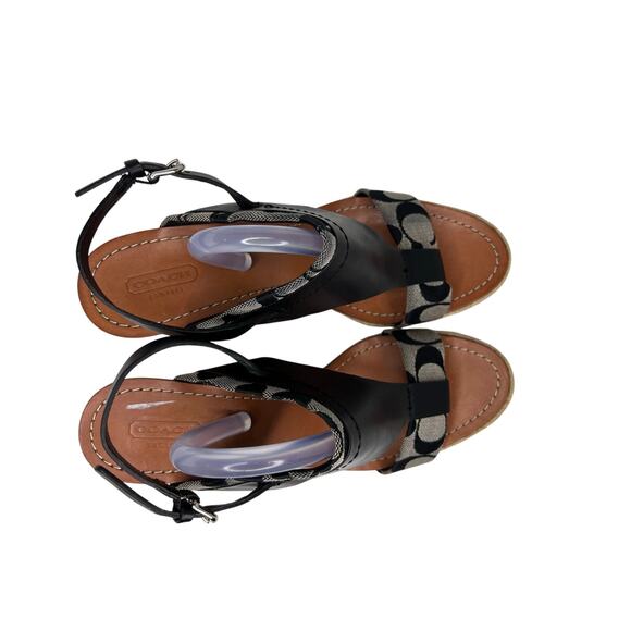 Coach Mendez Monogram Wedge Platform‎ Espadrilles Shoes Gray 10 Sexy Bohemian - Picture 4 of 9